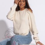 Sweter z odkrytym ramieniem Mapim beżowy