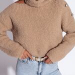 Sweterek pluszowy z perłami Fofo cappuccino