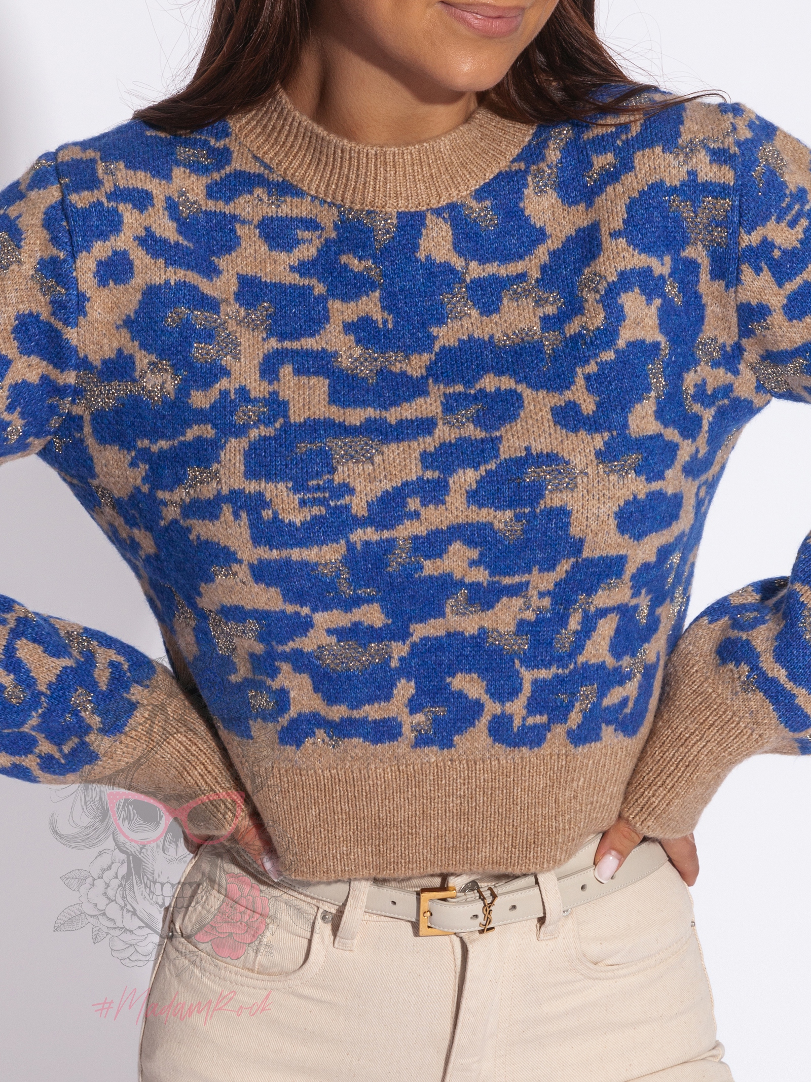 Sweter w panterkę Gelin niebieski Sweter w panterkę Gelin niebieski