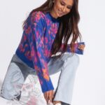 Sweter moherowy Habris niebieski