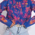 Sweter moherowy Habris niebieski