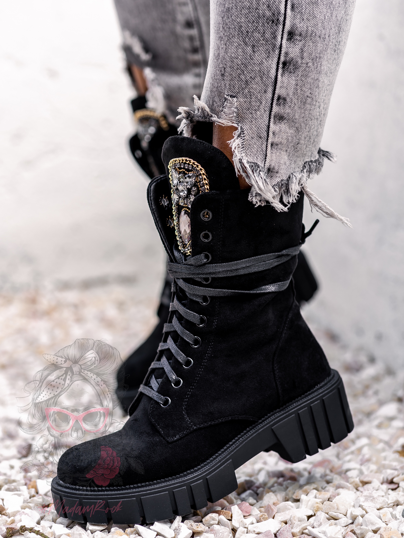 Workery zamszowe Rock Happo czarne