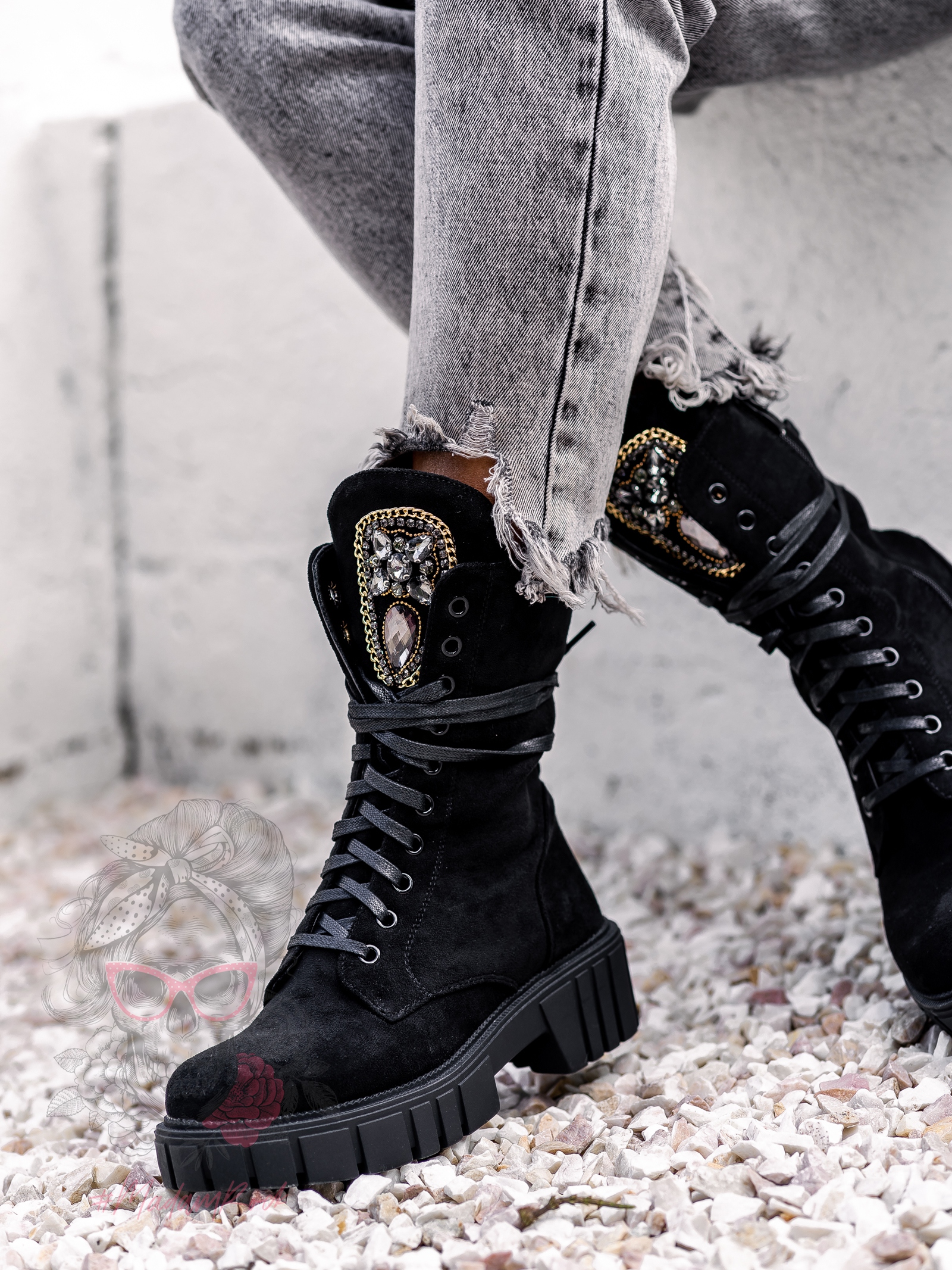 Workery zamszowe Rock Happo czarne Workery zamszowe Rock Happo czarne