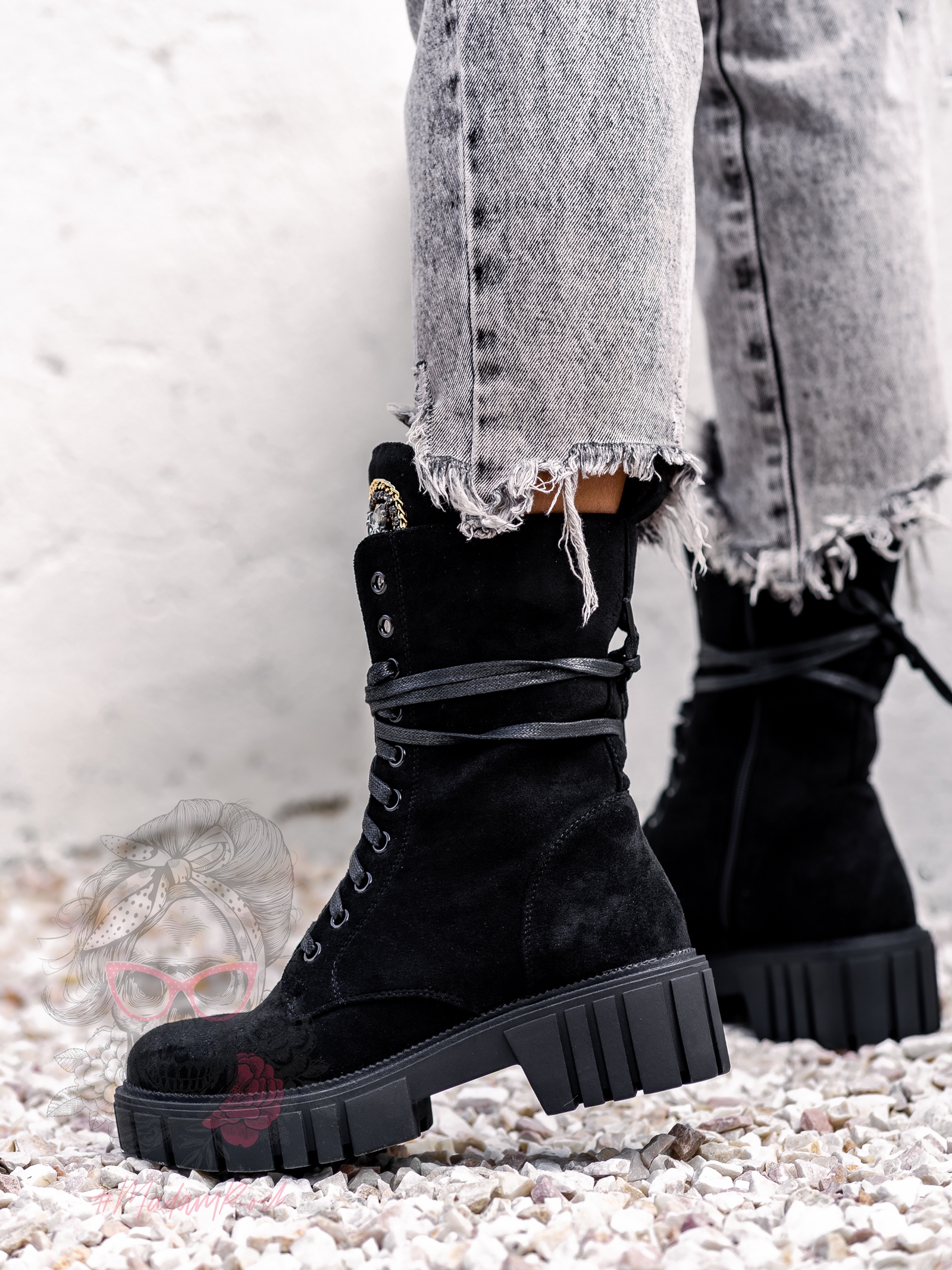 Workery zamszowe Rock Happo czarne Workery zamszowe Rock Happo czarne