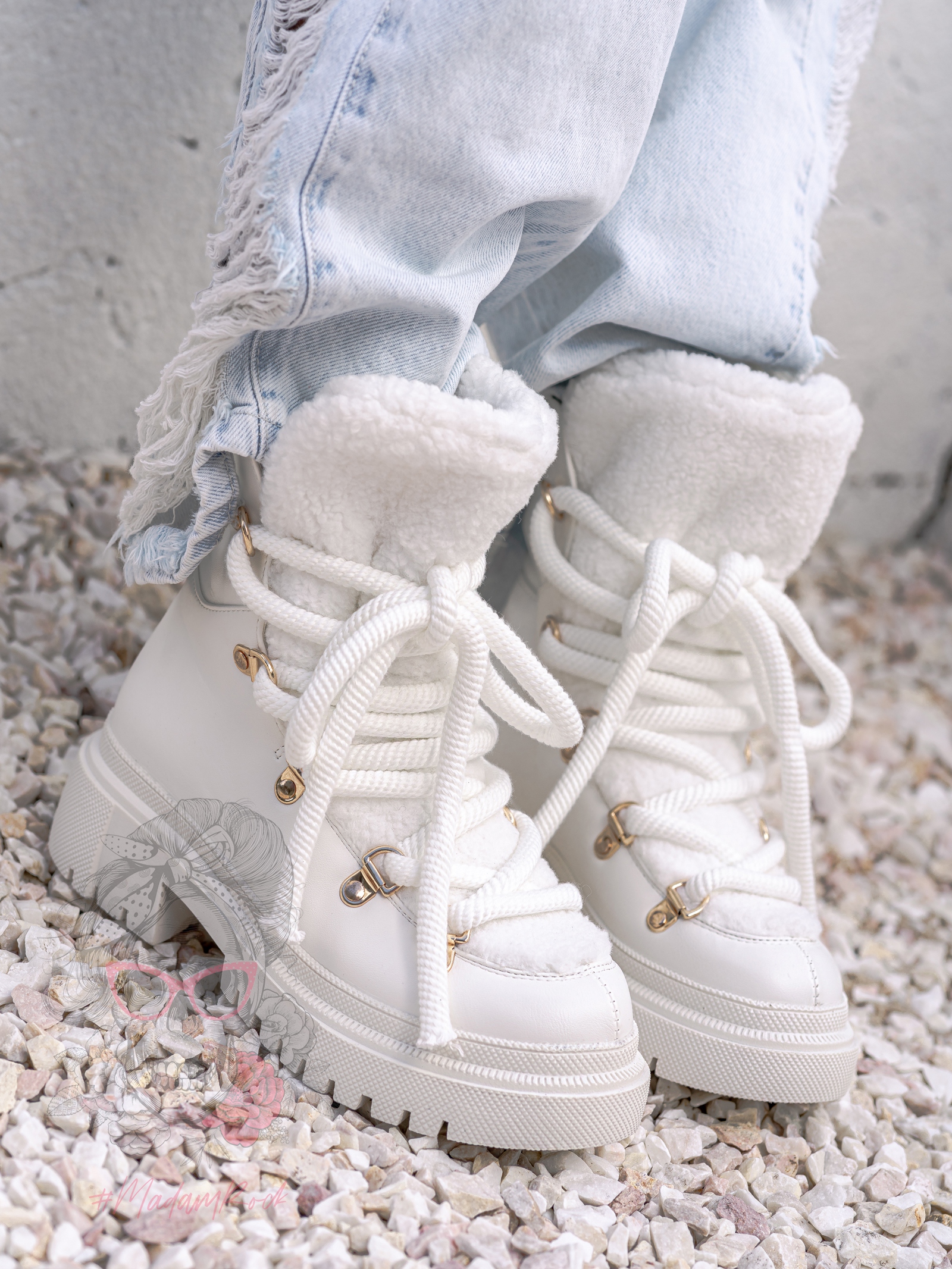 Botki z barankiem Madam Bemoli białe