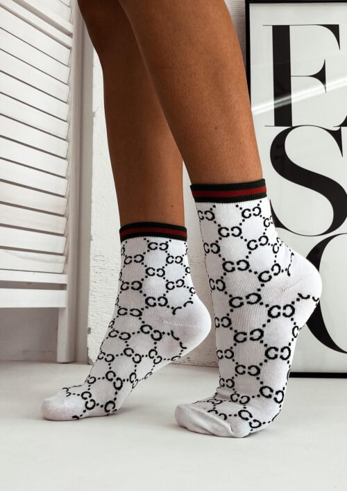 Skarpetki damskie ze ściągaczem CC białe