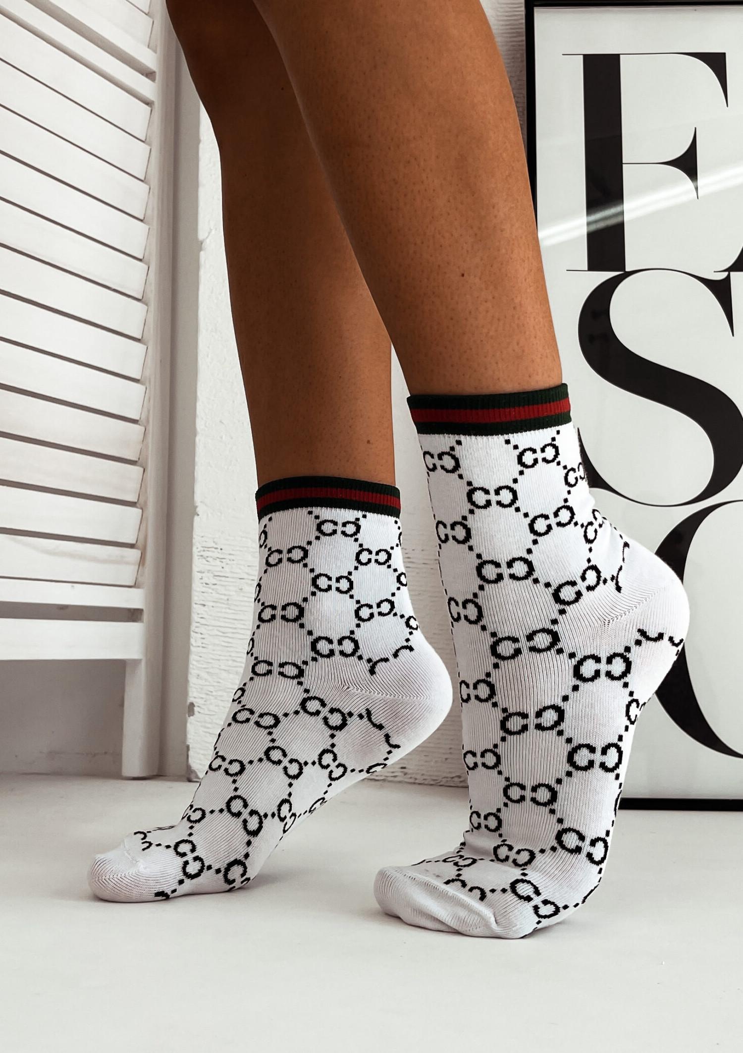 Skarpetki damskie ze ściągaczem CC białe