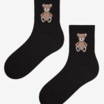 Skarpetki damskie sportowe z misiem czarne
