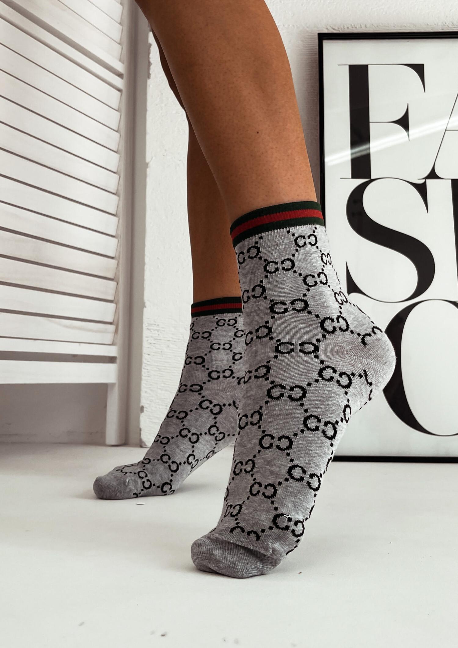 Skarpetki damskie ze ściągaczem CC szare