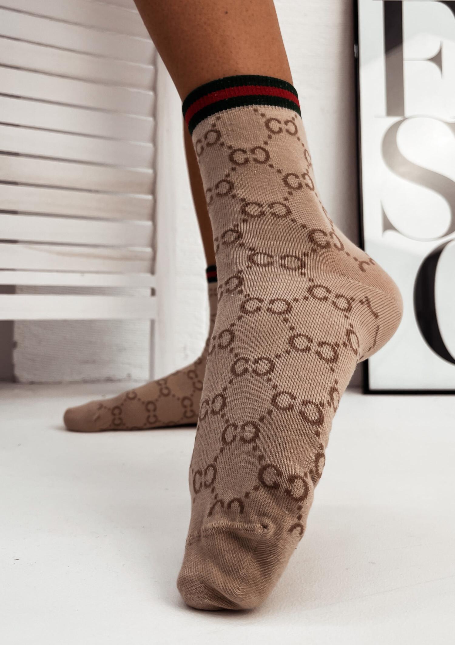 Skarpetki damskie ze ściągaczem CC beżowe