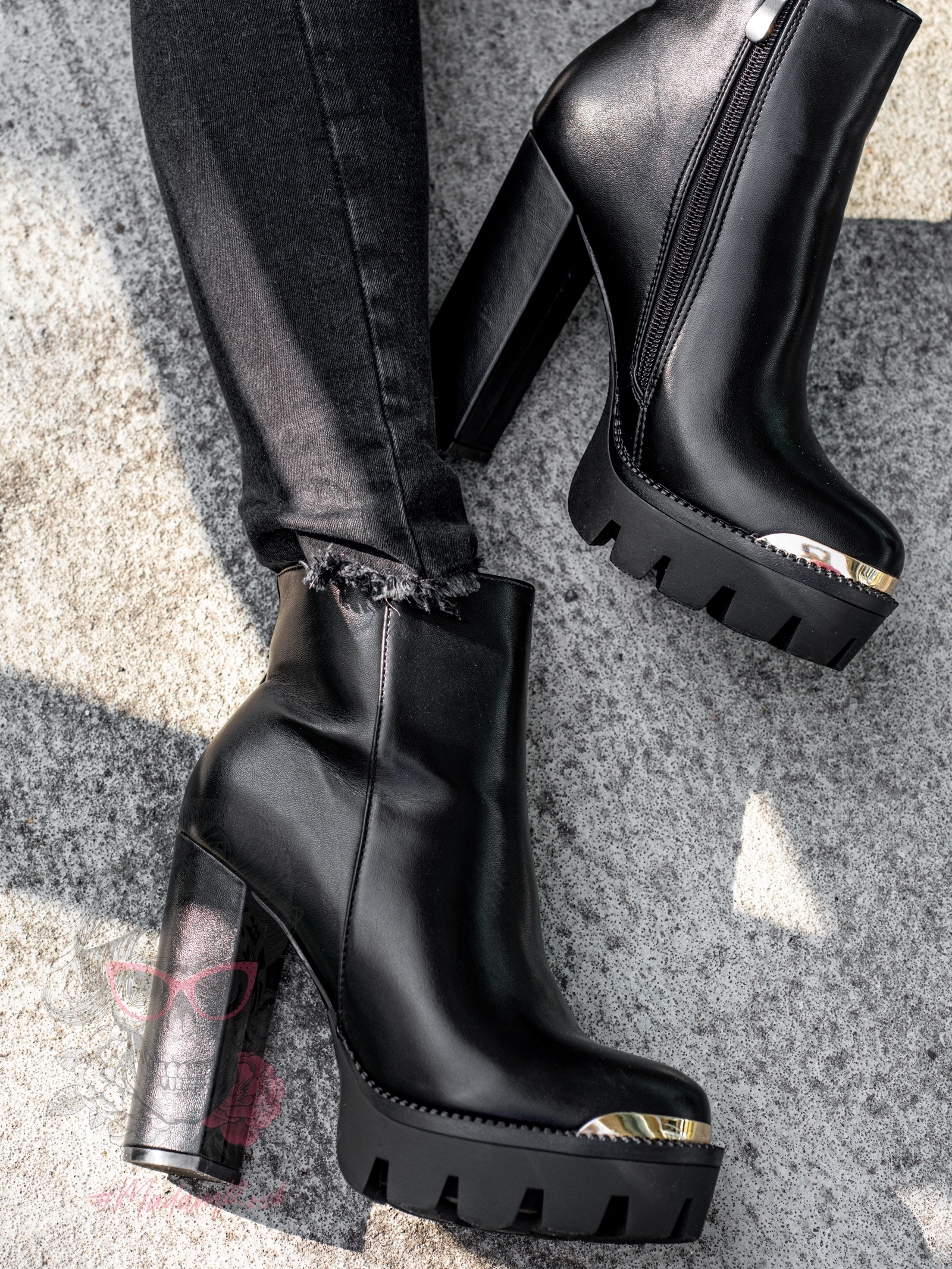 Botki na słupku Rock Little Black czarne Botki na słupku Rock Little Black czarne