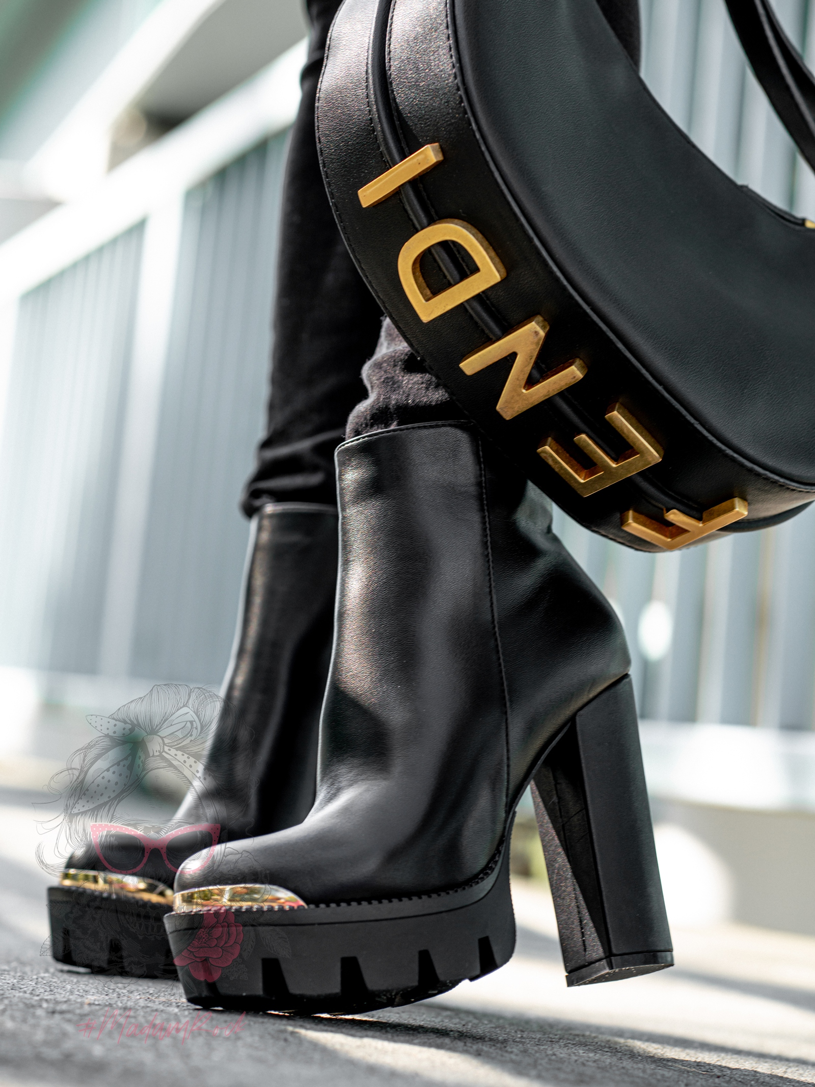 Botki na słupku Rock Little Black czarne Botki na słupku Rock Little Black czarne