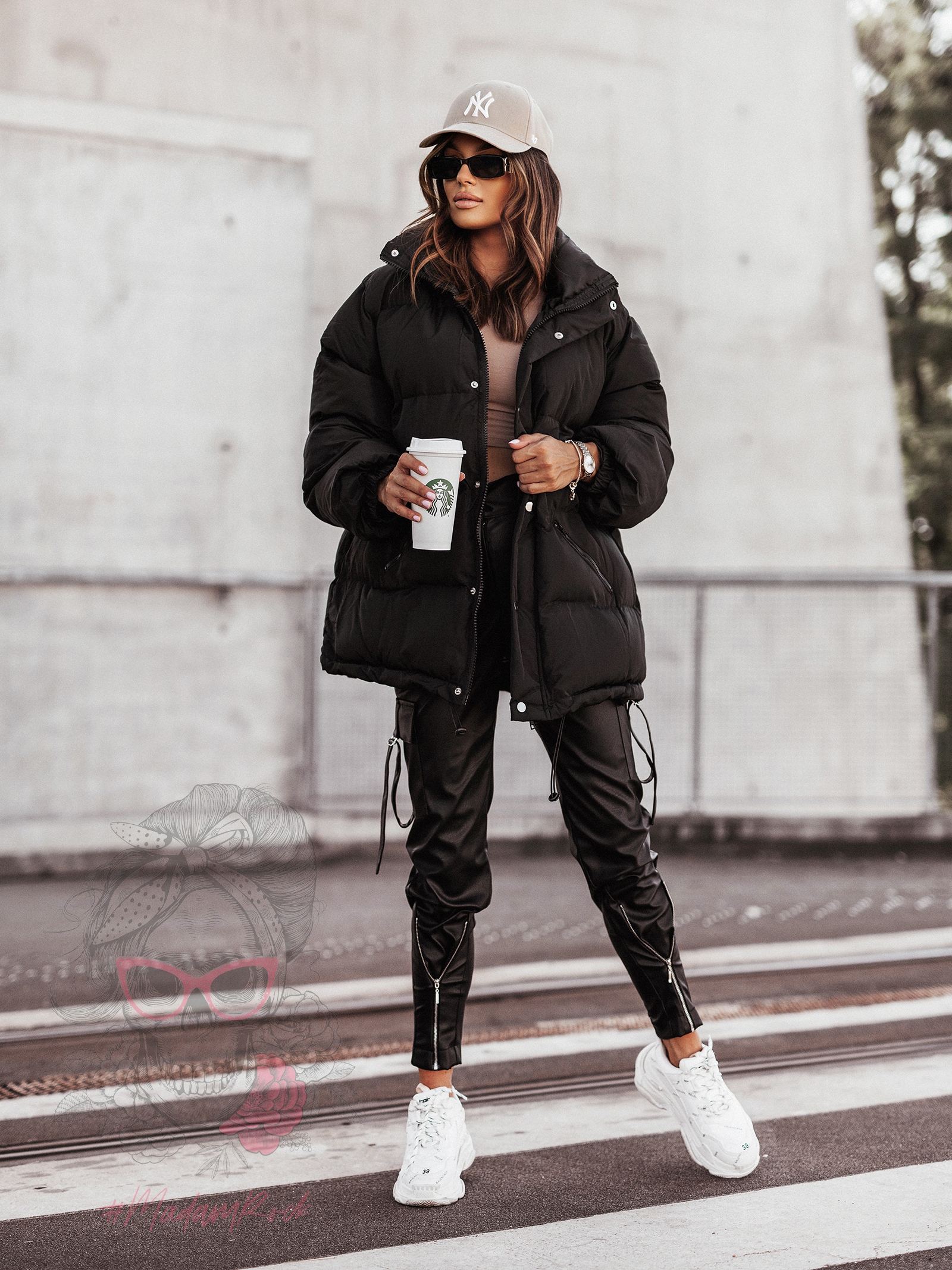 Spodnie skórzane bojówki Bogos czarne Spodnie skórzane bojówki Bogos czarne