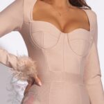 Sukienka bandażowa Sussie beżowa