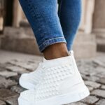 Sneakersy męskie z ćwiekami ELBA OLAVOGA białe