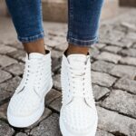 Sneakersy męskie z ćwiekami ELBA OLAVOGA białe