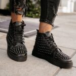 Sneakersy męskie z ćwiekami Elba Ola Voga czarne