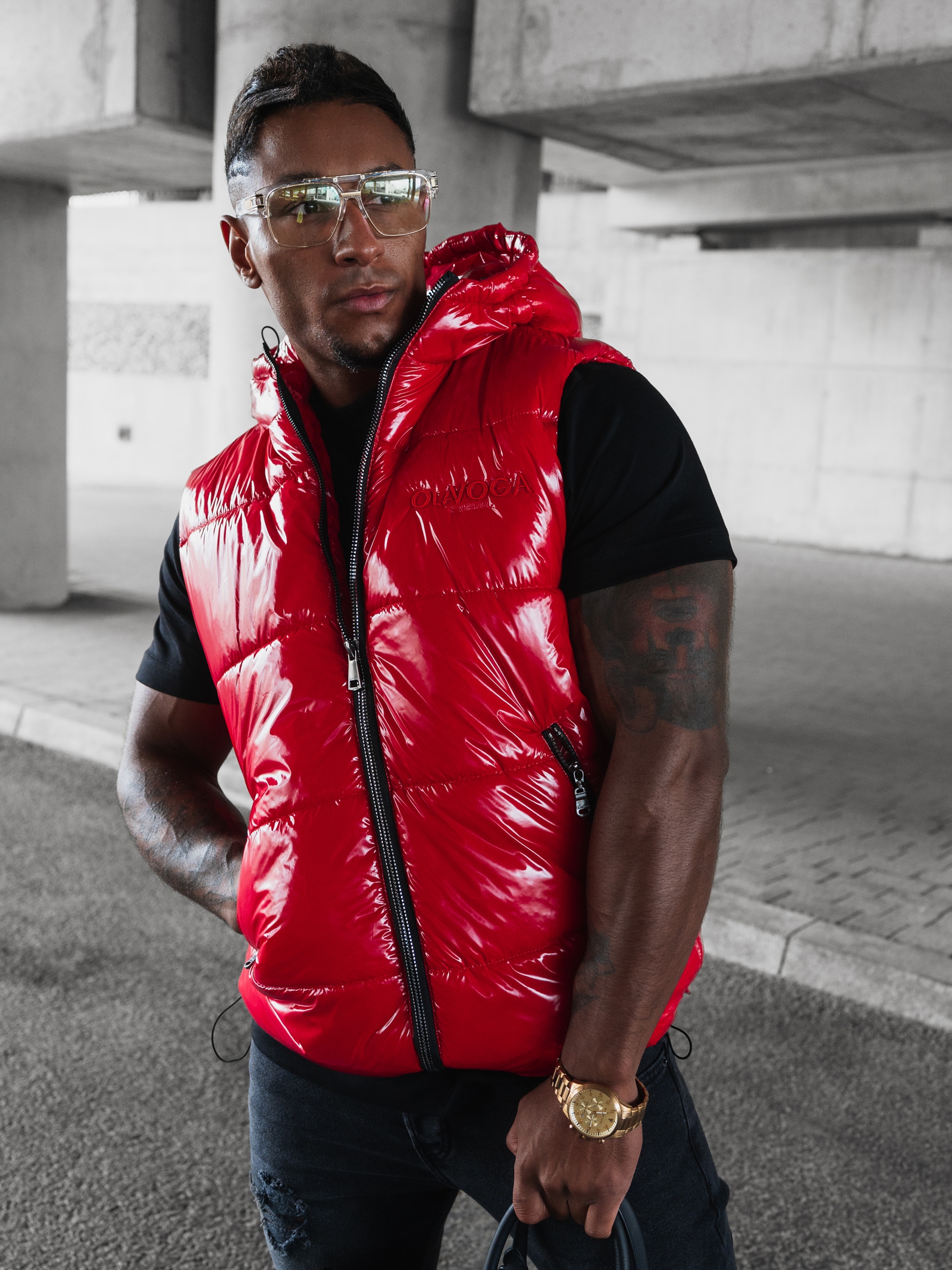 Bezrękawnik męski pikowany Lynx Ola Voga czerwony