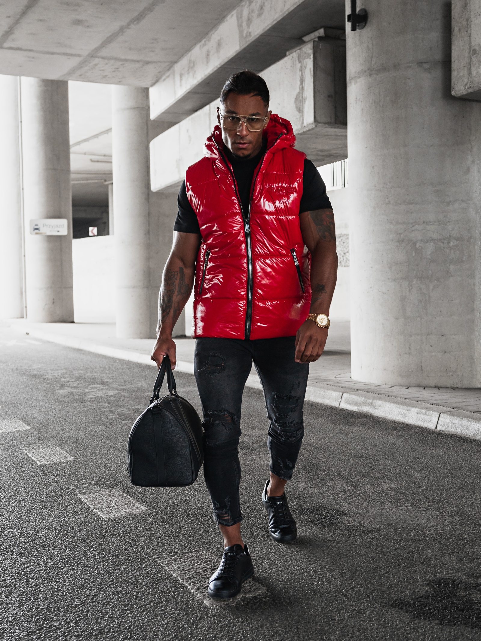 Bezrękawnik męski pikowany Lynx Ola Voga czerwony