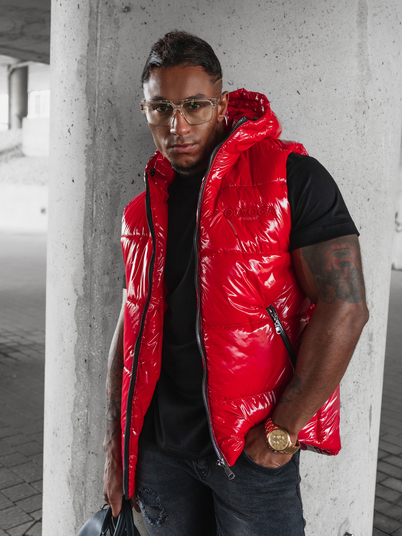 Bezrękawnik męski pikowany Lynx Ola Voga czerwony