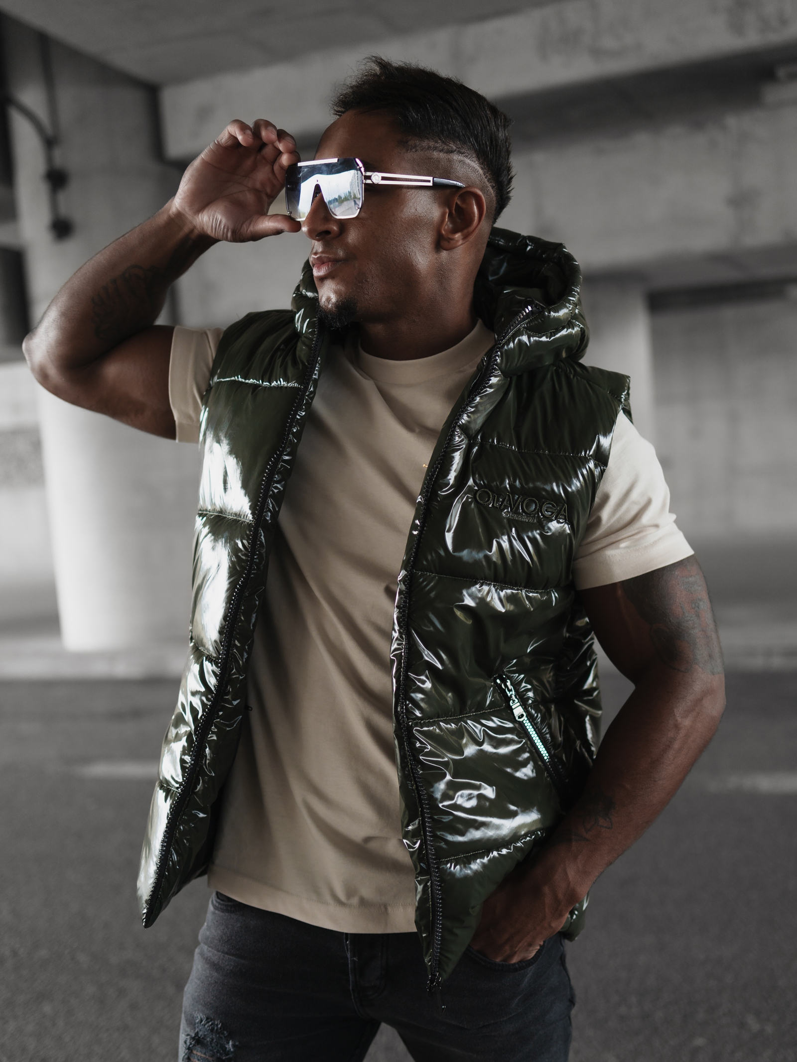 Bezrękawnik męski pikowany Lynx Ola Voga khaki