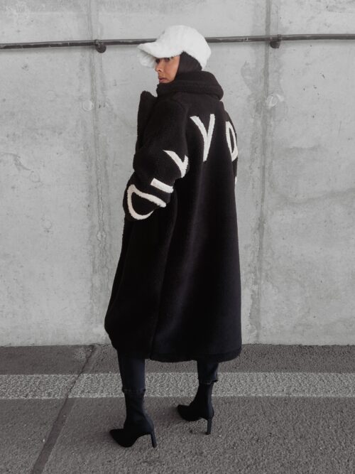 Płaszcz oversize pluszowy Harper Ola Voga czarny