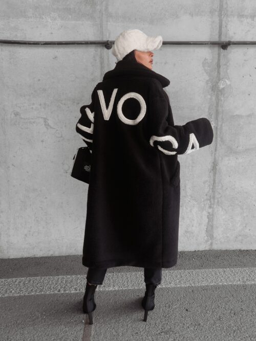 Płaszcz oversize pluszowy Harper Ola Voga czarny