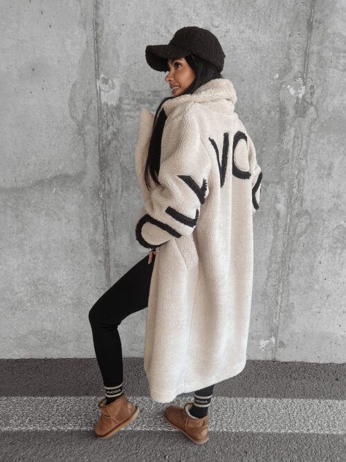 Płaszcz oversize pluszowy Harper Ola Voga beżowy