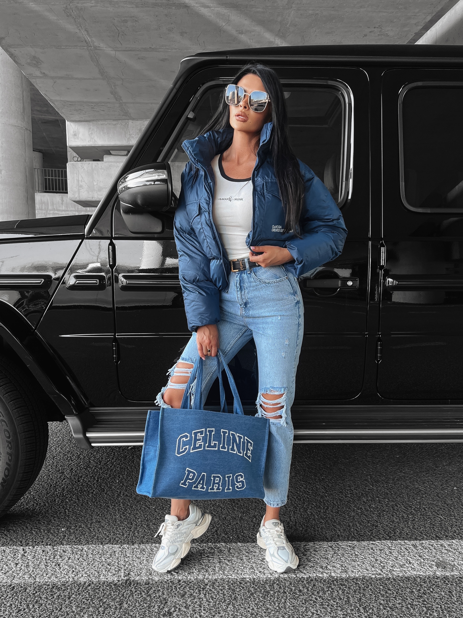 Kurtka puchowa bomber jacket Alaya Ola Voga granatowa