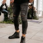 Spodnie męskie z przetarciami Brandi Ola Voga czarne