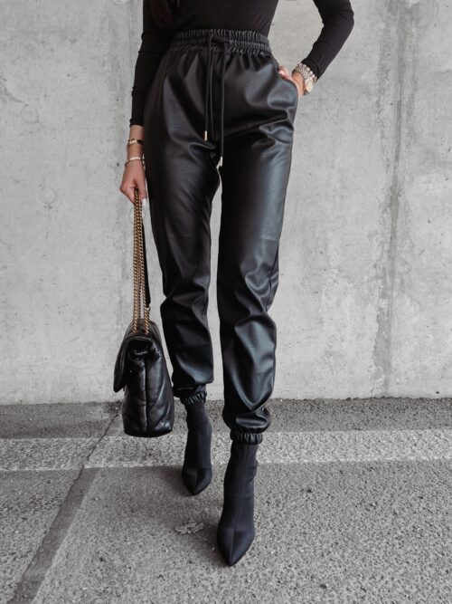 Spodnie damskie z ekoskóry Rimi Ola Voga czarne