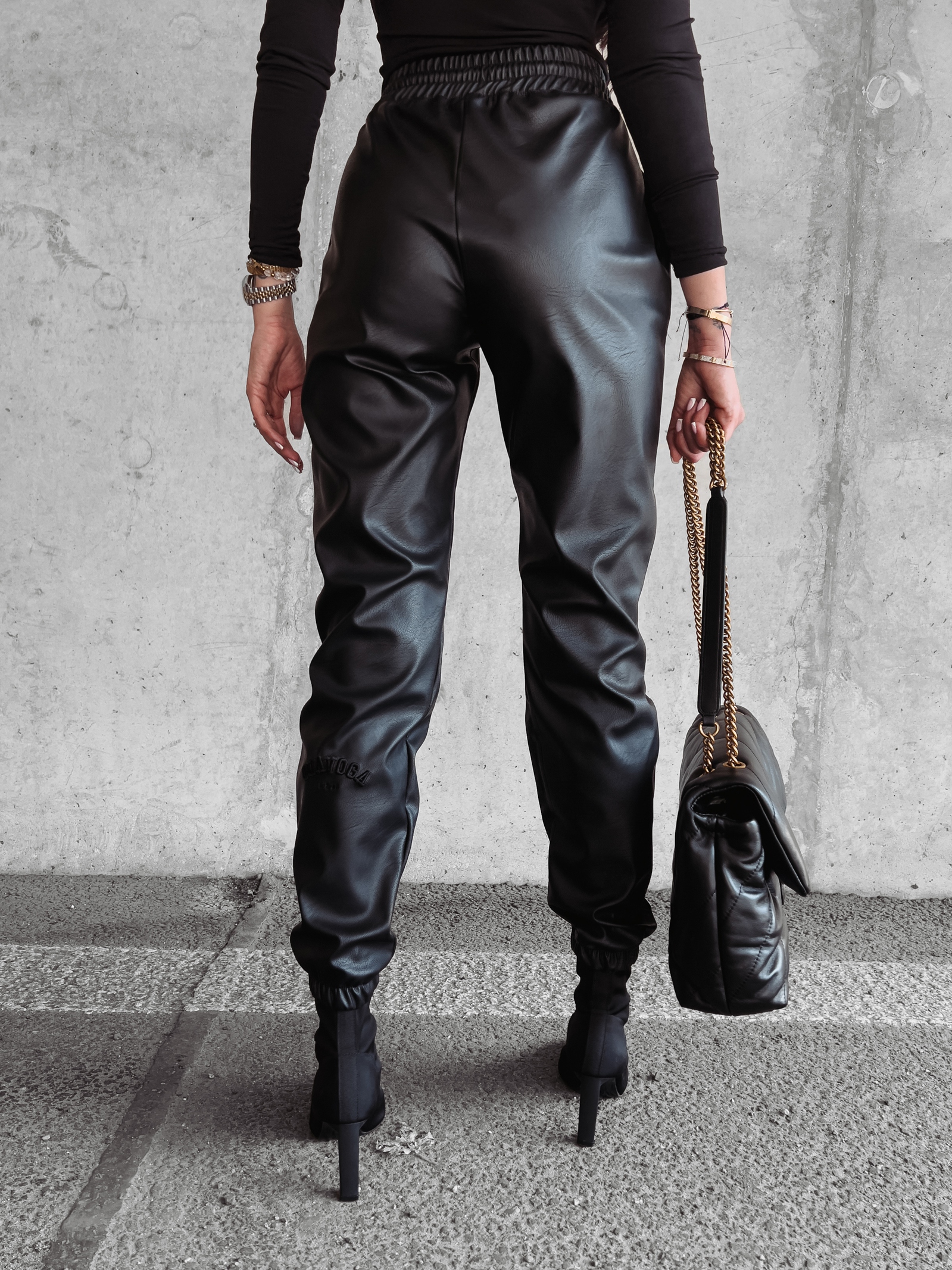 Spodnie damskie z ekoskóry Rimi Ola Voga czarne Spodnie damskie z ekoskóry Rimi Ola Voga czarne