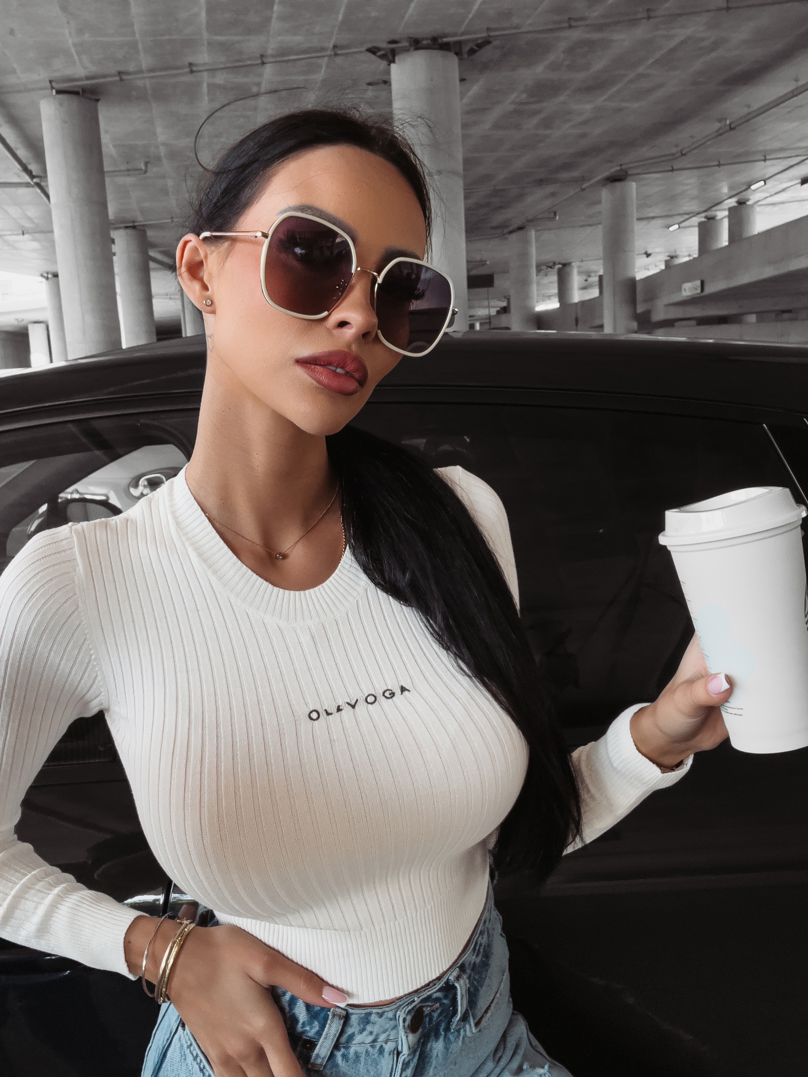 Bluzka prążkowana Idly Ola Voga ecru