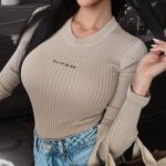 Bluzka prążkowana Idly Ola Voga beżowa