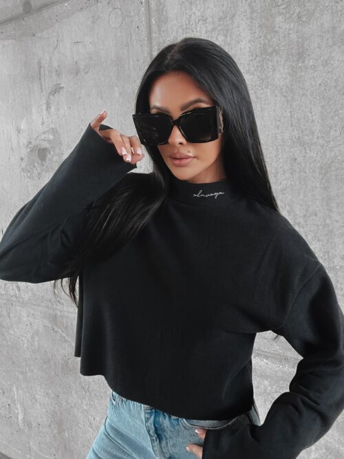 Sweter gładki z półgolfem Enna Ola Voga czarny