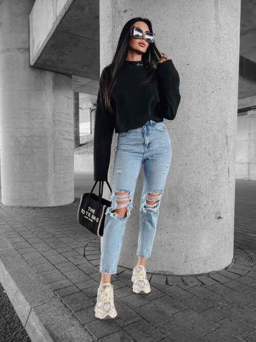 Sweter gładki z półgolfem Enna Ola Voga czarny