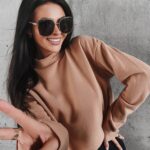 Sweter gładki z półgolfem Enna Ola Voga C.beżowy