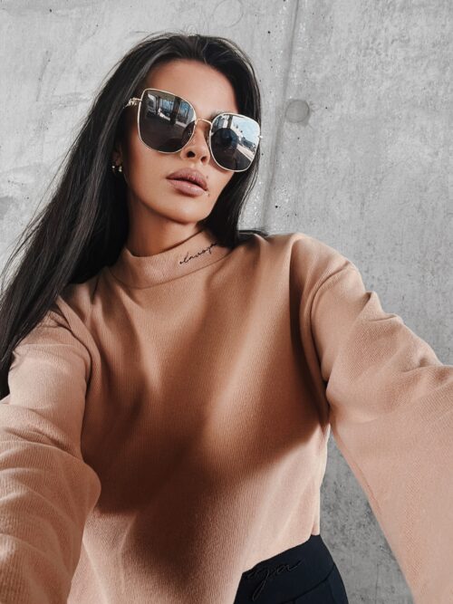 Sweter gładki z półgolfem Enna Ola Voga C.beżowy