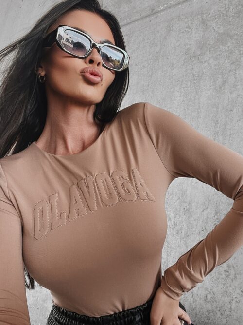 Body dopasowane z aplikacją Fire Ola Voga karmelowy