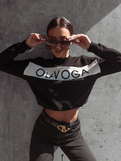 Bluza klasyczna z półgolfem Kailee Ola Voga czarna/ecru