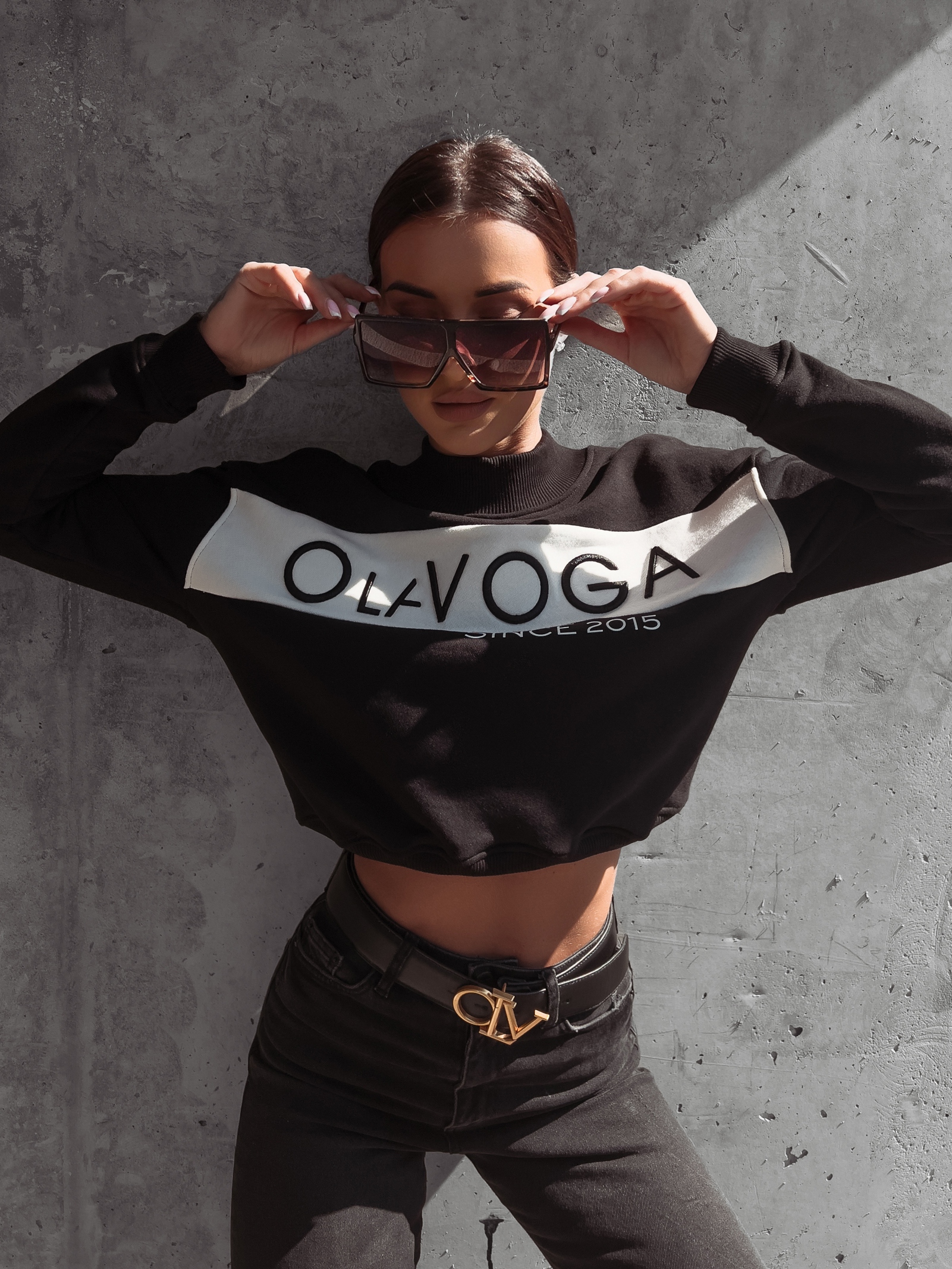 Bluza klasyczna z półgolfem Kailee Ola Voga czarna/ecru