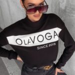 Bluza klasyczna z półgolfem Kailee Ola Voga czarna/ecru