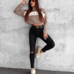 Bluza klasyczna z półgolfem Kailee Ola Voga latte/ecru