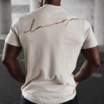 T-shirt męski ze złotym nadrukiem Blush Ola Voga beżowy