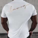 T-shirt męski ze złotym nadrukiem Blush Ola Voga ecru