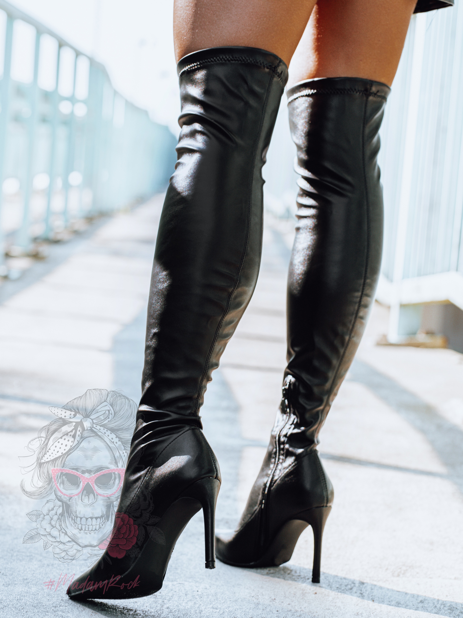 Kozaki elastyczne za kolano Madam Fots skórzane czarne Kozaki elastyczne za kolano Madam Fots skórzane czarne