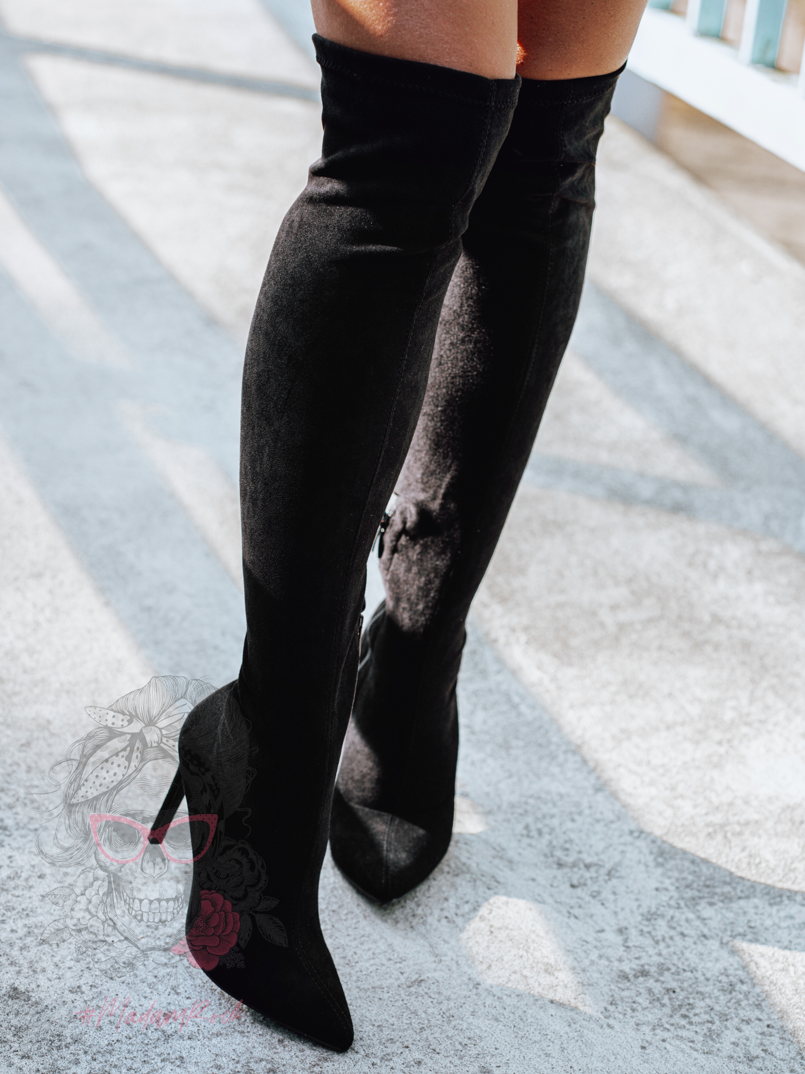 Kozaki elastyczne za kolano Madam Fots zamszowe czarne