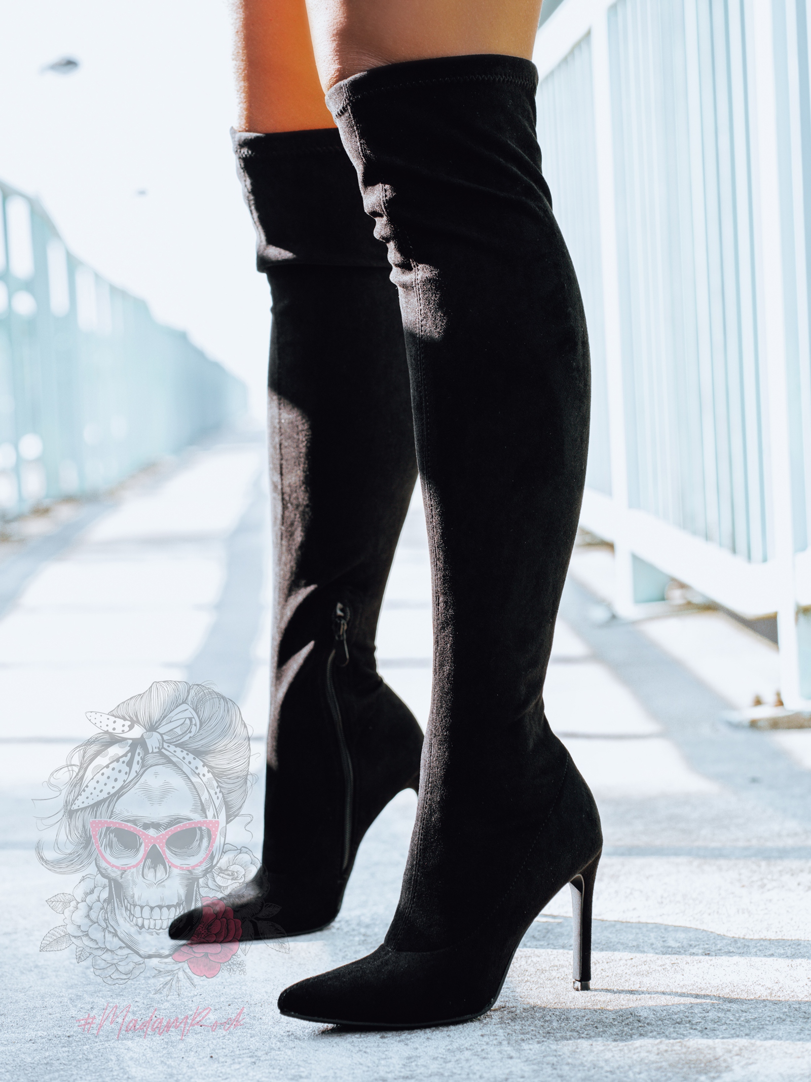 Kozaki elastyczne za kolano Madam Fots zamszowe czarne