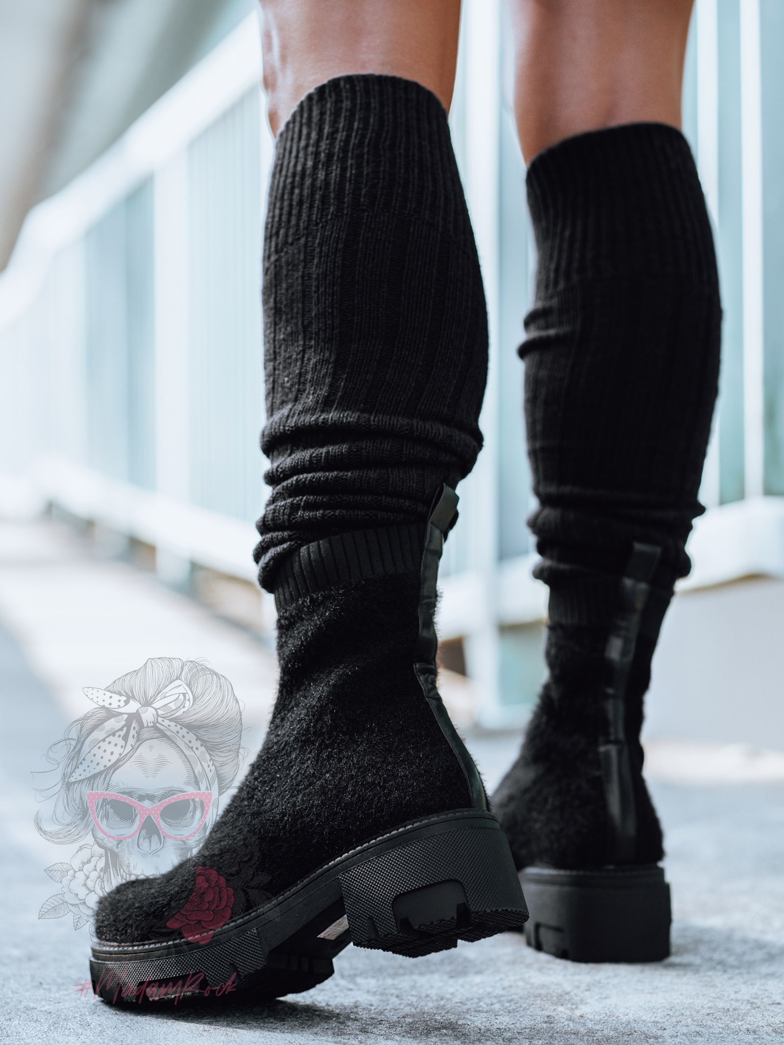 Botki skarpety moher Madam Osoto czarne