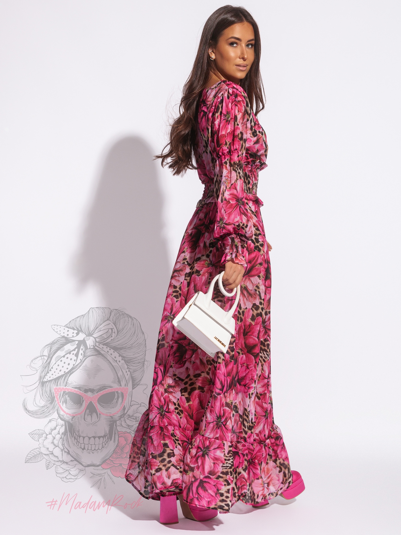 Sukienka maxi kwiecista NB Magnoli różowa